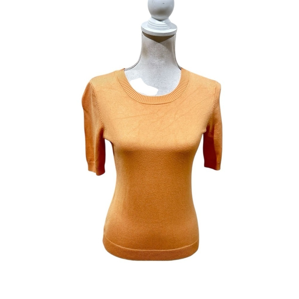 525 America tangerine Orange Fitted Ribbed Short Sleeve knit top size xs